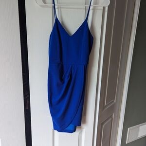 Lulu's royal blue body con wrap dress Small